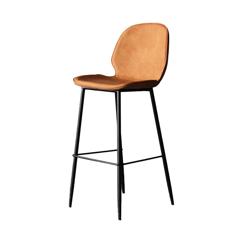 Contemporary Faux Leather Counter Stool Low Back Stool with Black Frame