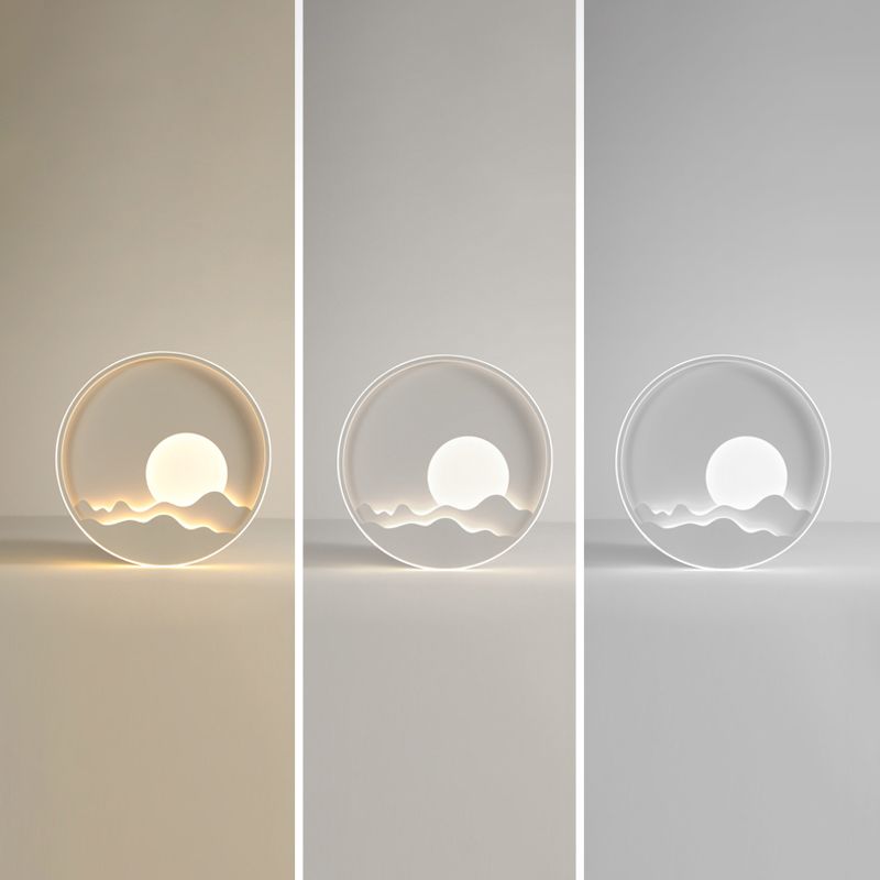 Lámpara de techo LED Mountain Sun, lámpara artística de metal para sala de estar, montaje empotrado en blanco