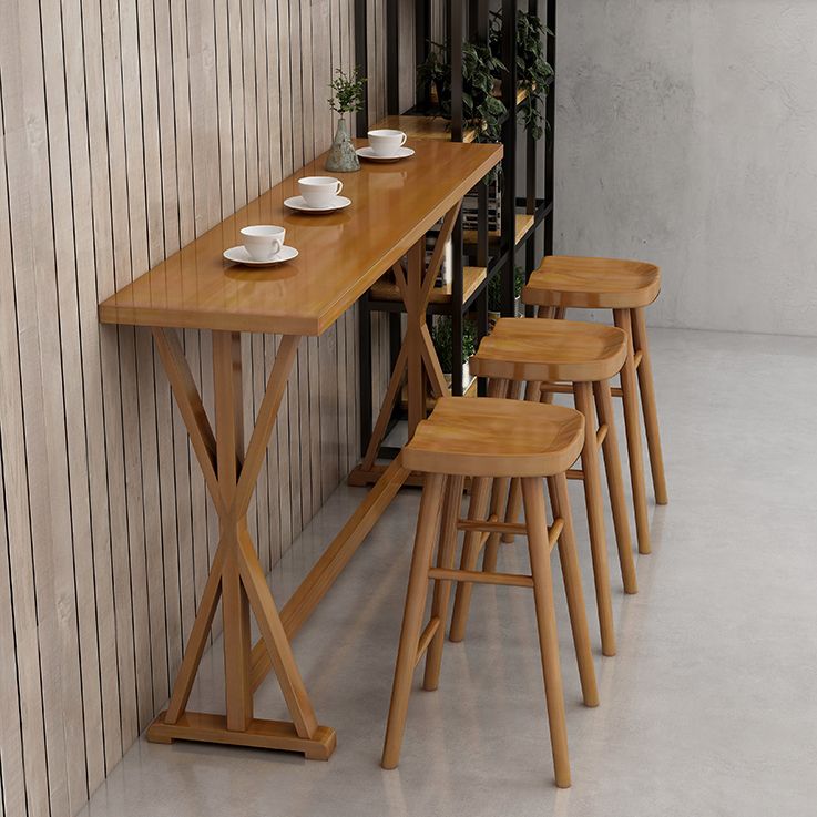 Modern Rectangle Bar Table Set 1/2/4/7 Pcs Solid Wood Bar Table and Backless Stools