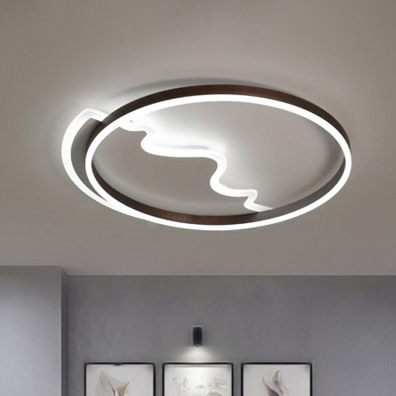 Acrylic Ring Flush Mount Lighting Minimalist Coffee LED Flush Mount Fixture for Living Room