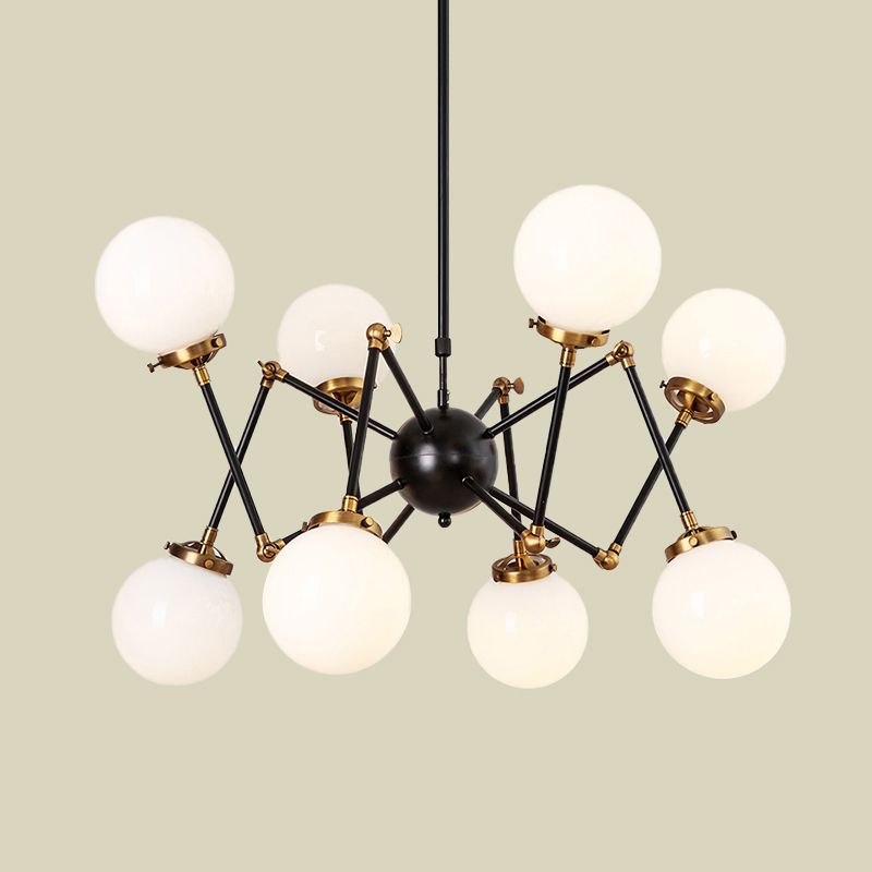 Metal Abstract Pendant Lighting 8 Lights Contemporary Chandelier with Orb Shade for Dining Room