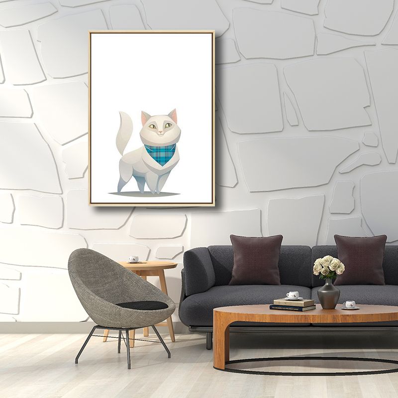 Kids Style Children Painting Animals in Light Color Wall Art Decor, Multiple Sizes