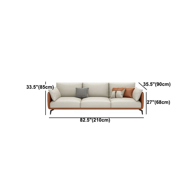 Scandinavian Beige Removable Cushions Faux Leather Straight Arm Sofa/Sectionals