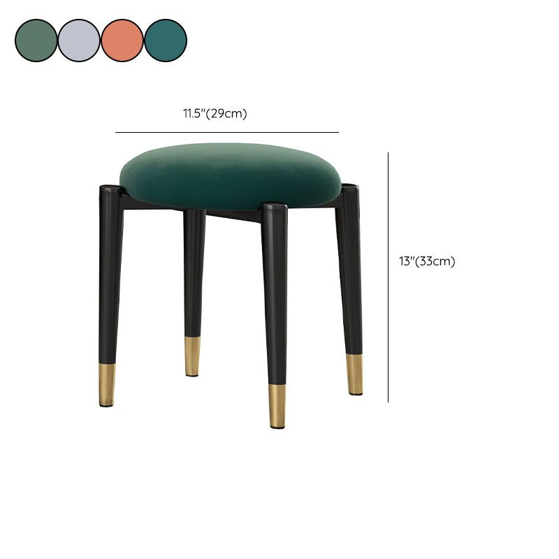 Luxury Ottoman Velvet Tear Resistant Solid Color Round Ottoman with Metal Legs