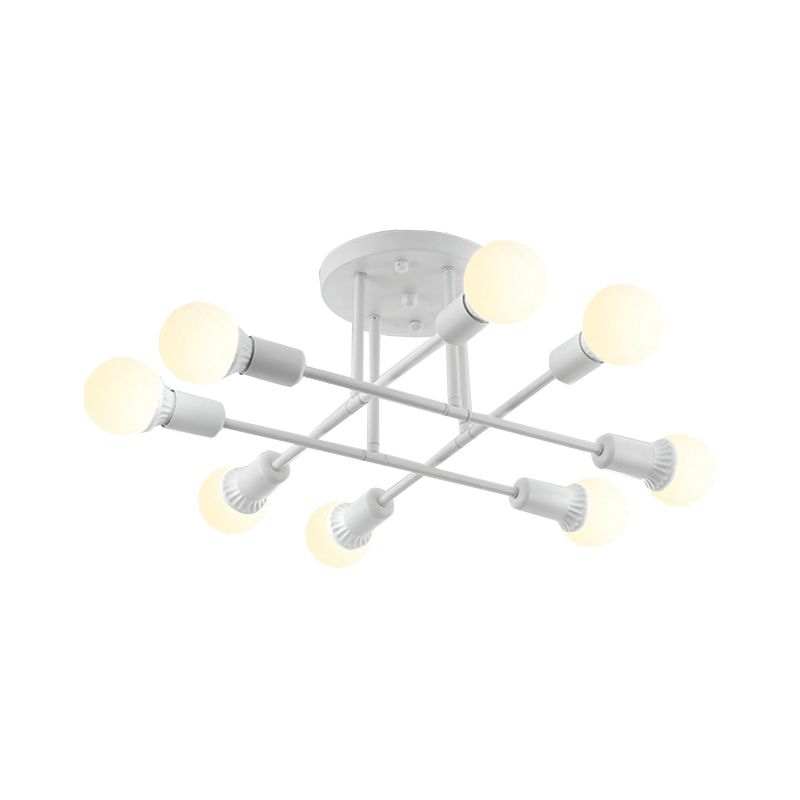 Bookstore Living Room Stacked Ceiling Light Metal Contemporary Semi Ceiling Mount Light