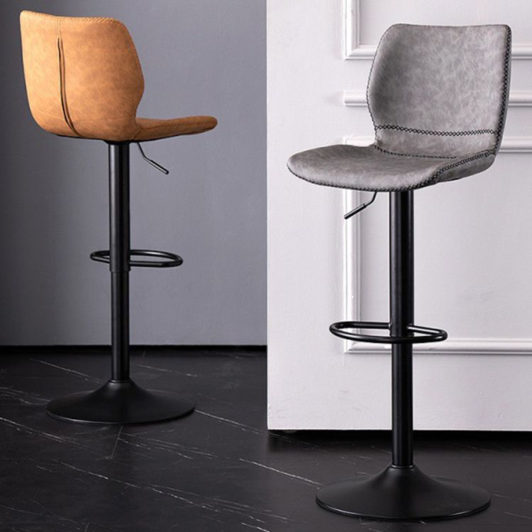 Rotating Leather Seat Barstool Nordic Style Black Pedestal Bar Stool for Dining Room