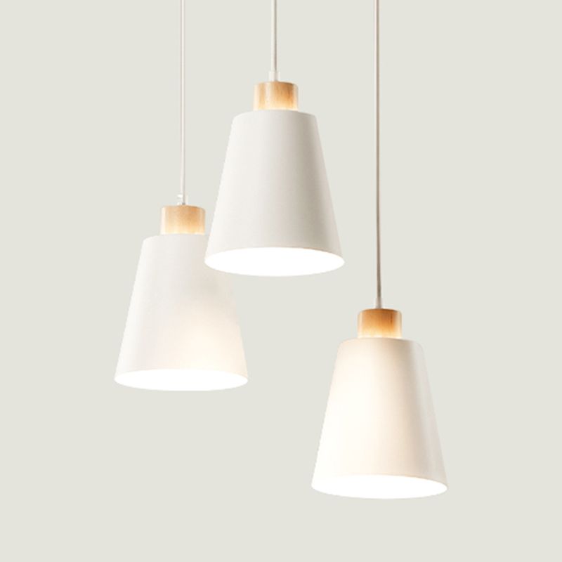 Conical Dinning Room Hanging Ceiling Light Wood Minimalist Style Hanging Lamp Kit
