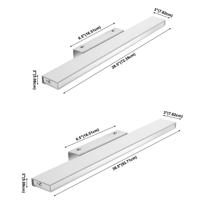 Metal 1-Light Linear Shade Wall Sconce Modern Style Mirror Wall Lighting in Silver