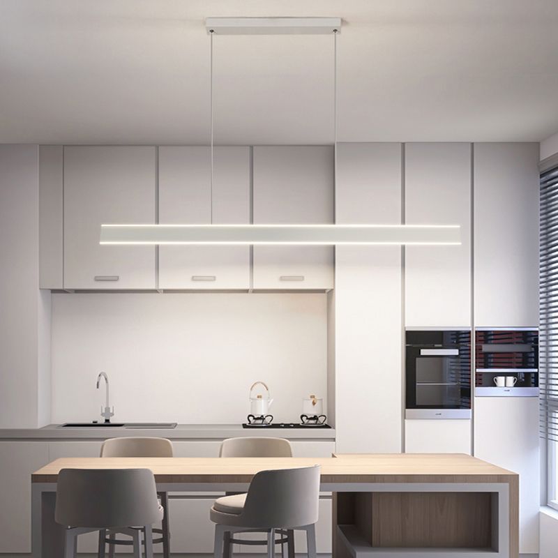 Simple LED Island Light Modern Style White Hanging Light for Dining Room