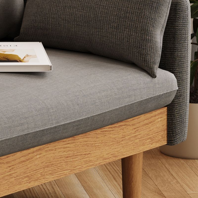Loose Back  Linen Square Arm Transitional Modern Settee with slipcovered