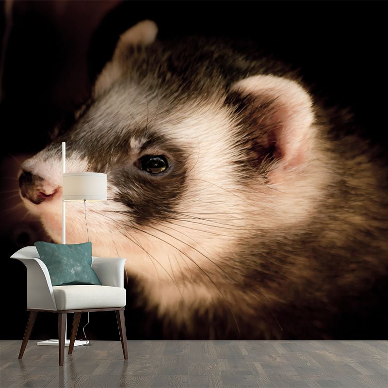 Cute Ferret Mural Wallpaper Wall Covering Mildew Resistant for Sleeping Room