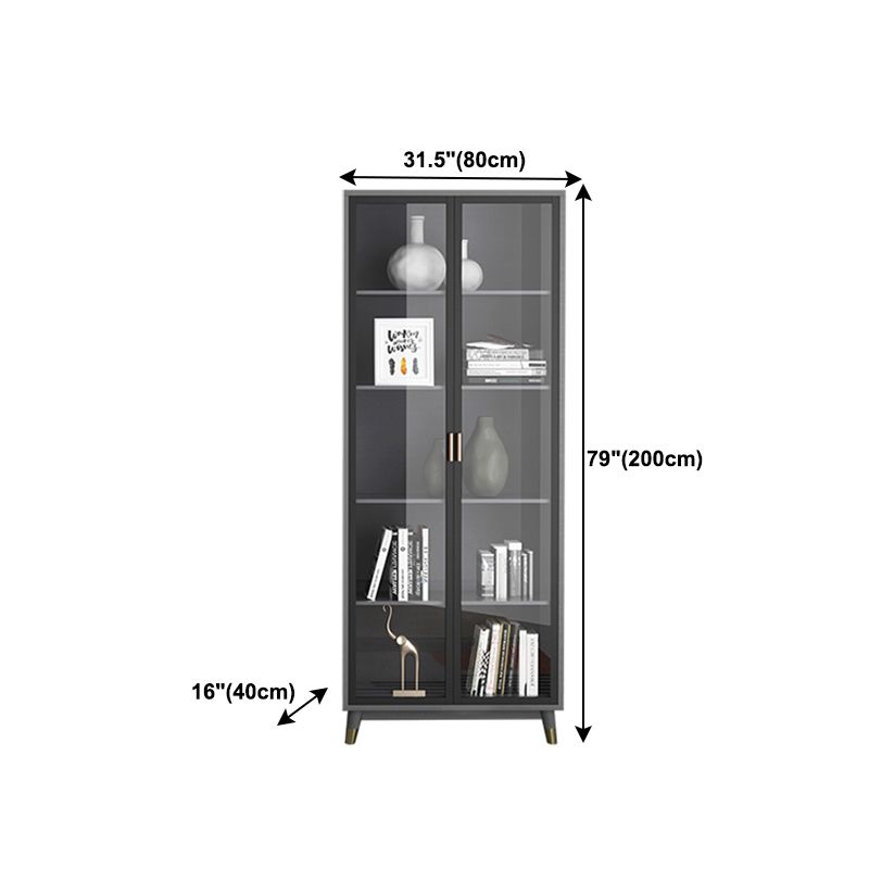 Manufactured Wood Glam Standard Bookcase Closed Back Bookcase with Glass Door