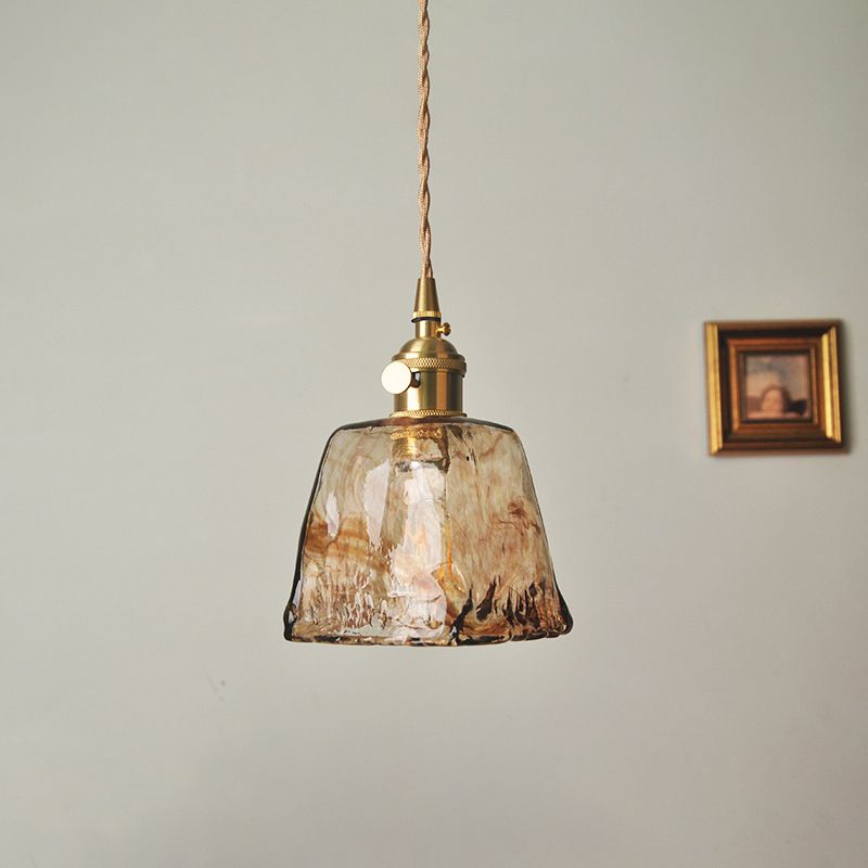1 Light Geometric Ceiling Light Industrial Style Dimpled Blown Glass Hanging Pendant Lights for Restaurant