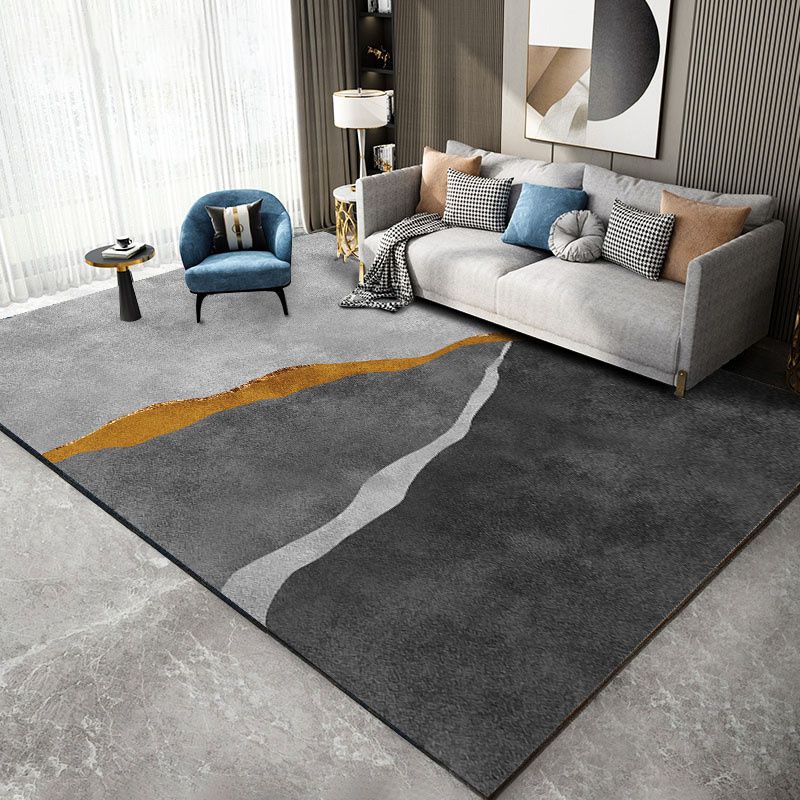 Élégant espace moderne Modèle géométrique Modèle Gray Rapier en polyester non glissant pour le salon