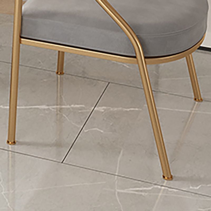 Silla de comedor con brazo de metal Glam, respaldo abierto, silla lateral para uso doméstico