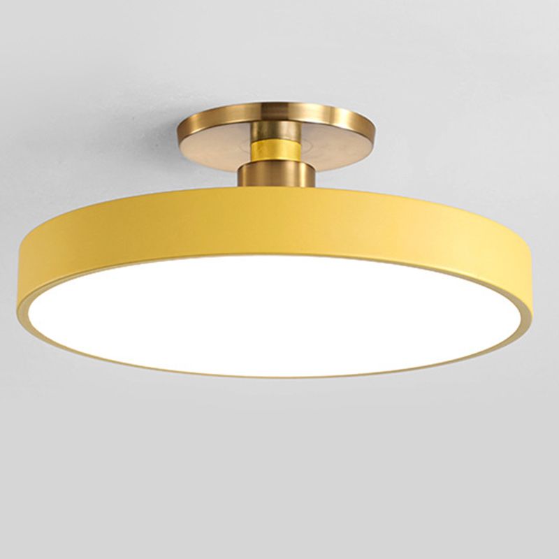 Nordic Style Round Ceiling Light Metal LED Semi Flush Mount Light for Bedroom