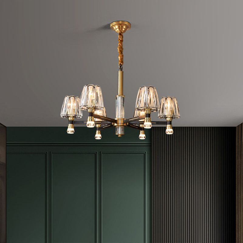 Conical Chandelier Light Fixture Traditional Clear Glass Pendant Lighting for Restaurant