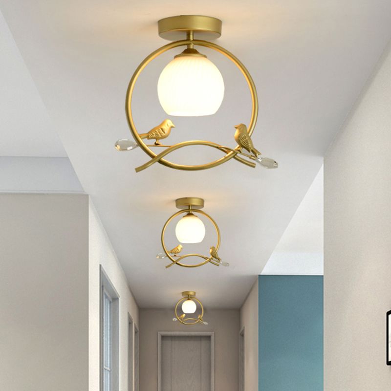 Sphère contemporaine luminaire luminaire 1 les lampes de montage à chasse d'eau légère avec oiseaux