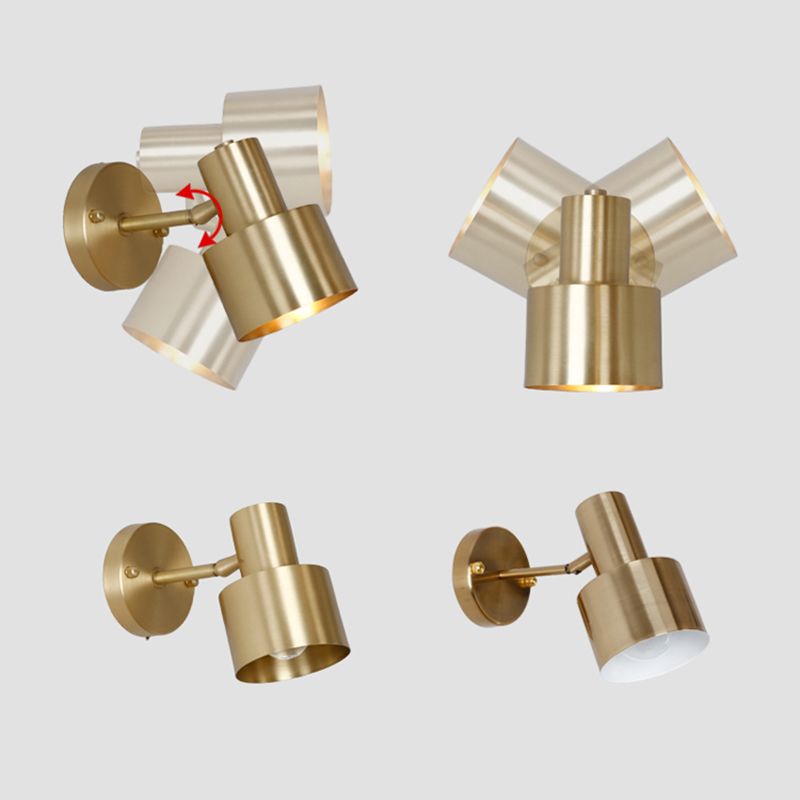 Nordic Luxury Style Cylinderical Wall Mounted Light Fixture Copper 1 Light Sconces