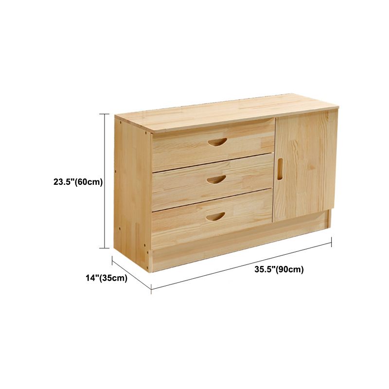 Scandinavian Style TV Stand Pine Wood Open Enclosed Storage TV Console