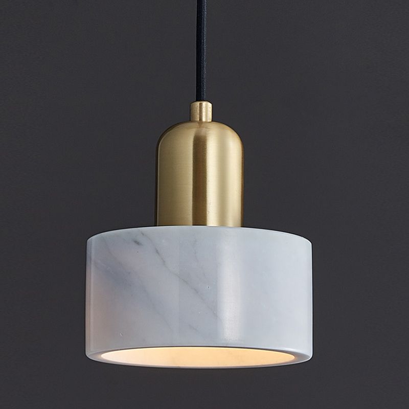 Marble Cylindrical Shape Hanging Lights Modern Style 1-Light Hanging Mount for Restaurant