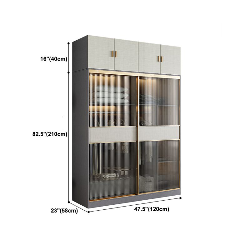 Modern Wardrobe for Home Mirrored Finish Cabinet with Glass Door