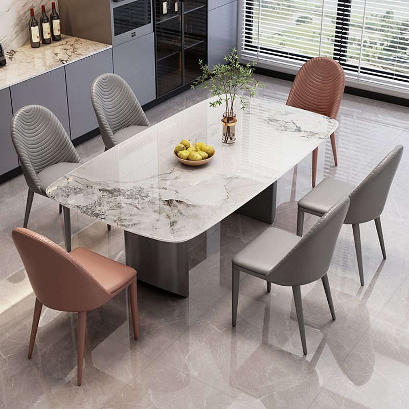Simplicity Style Dinette Table Rectangle Stone Dining Room Table for Kitchen