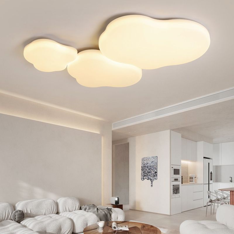 Cloud Shape Flush Ceiling Lights Modern Acrylic Flush Mount Lighting in White Finish