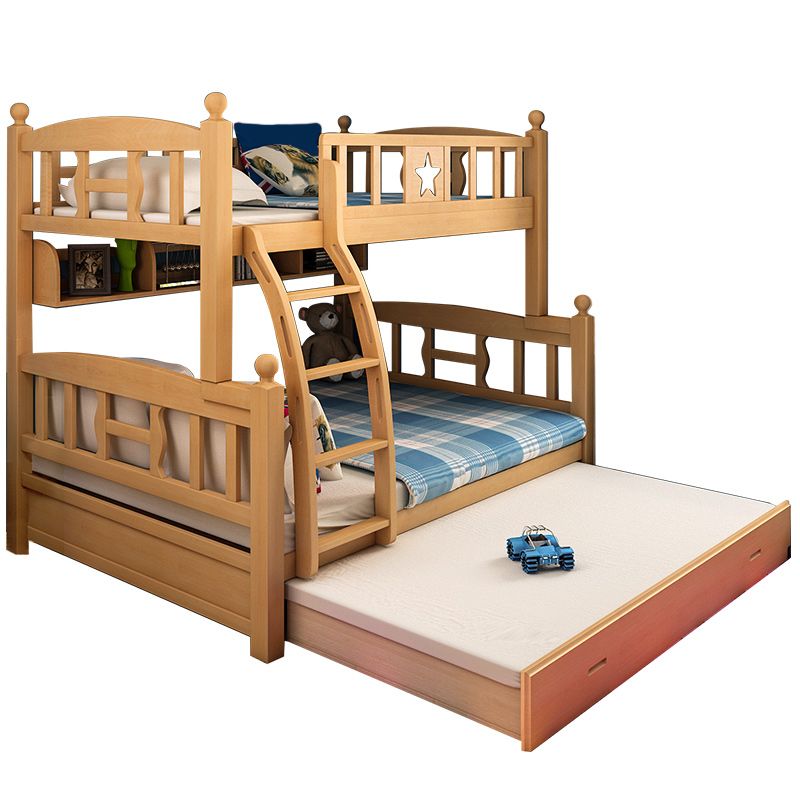 Natural Beech Bunk Bed Modern Bedroom Bunk Bed with Footboard