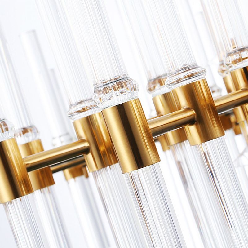 Runde geruchte klare Kristall -Anhänger Deckenleuchte postmoderne 8 Lichter Gold Kronleuchterlampe