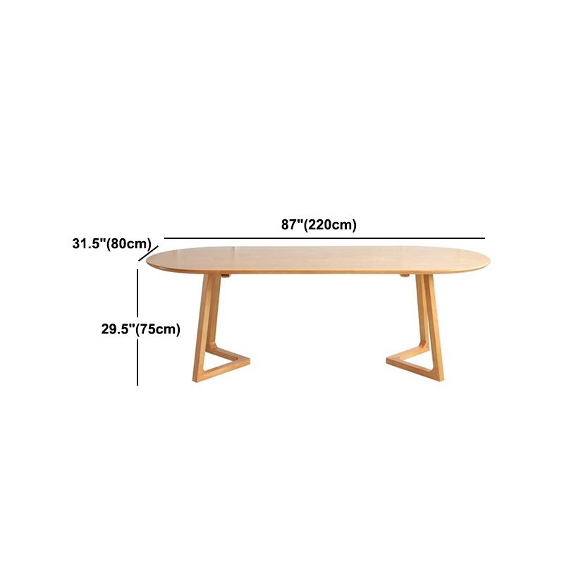 Simple Style Oval Wood Table Sled Solid Wood Base Home Table