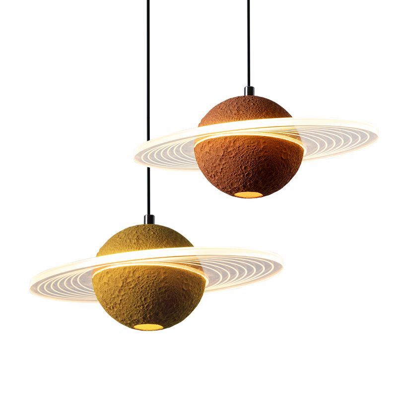 Contemporary Style Globe Hanging Lamp Stone Single Light Pendant Lamp for Bar