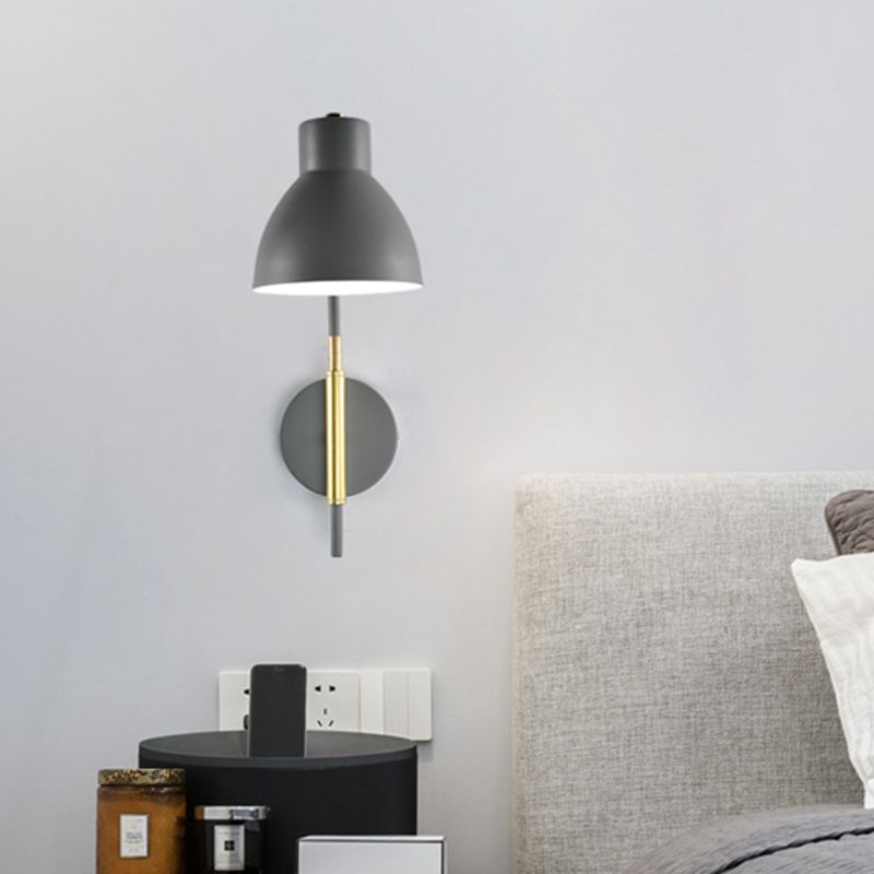 Lámpara de pared de tazón contemporánea 1 CABEZA LIGHTA DE LIGHTA CABEZA en gris con brazo oscilante