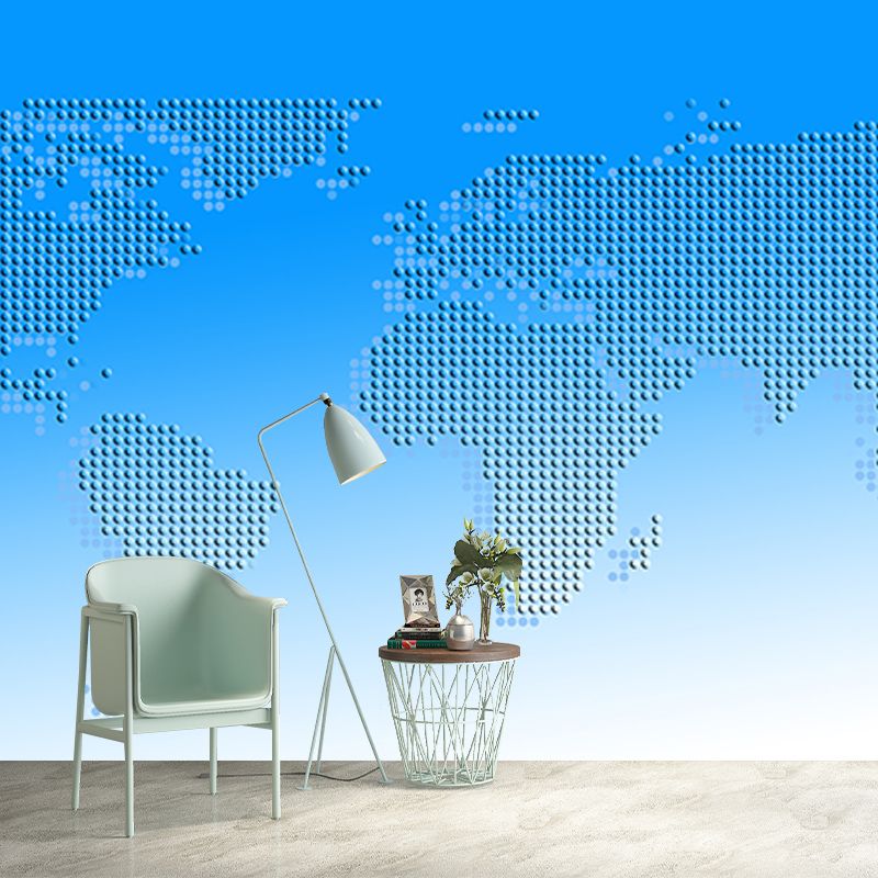 Illustration Stain Resistant Mural Wallpaper World Map Sitting Room Wall Mural