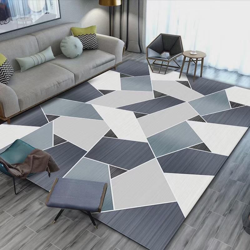 Minimalist Geometric Printed Carpet Non-Slip Backing Area Rug Polyster Rug for Living Room
