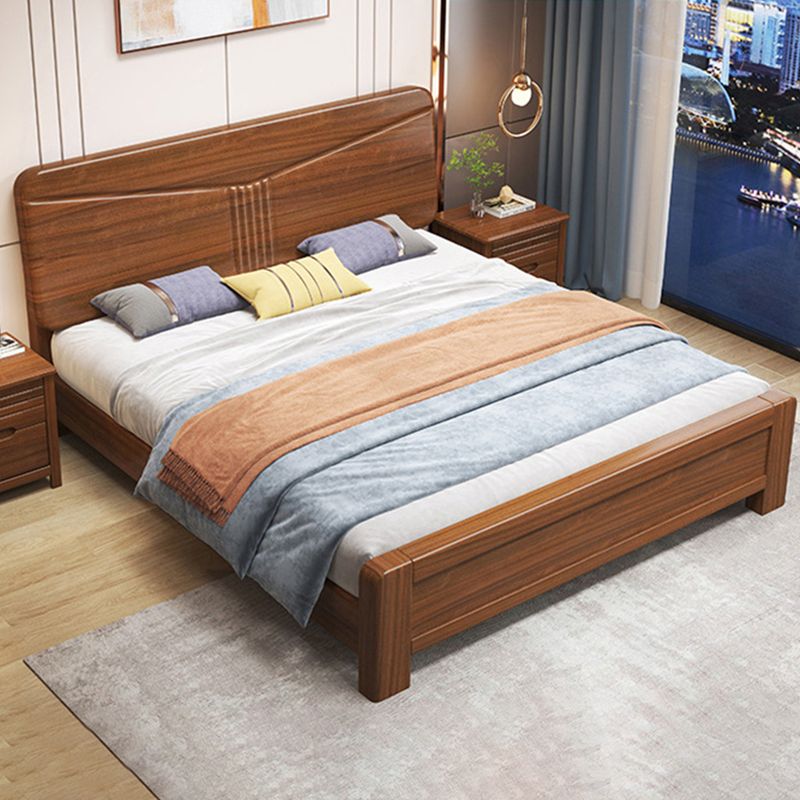 Traditional Panel Rectangular with Headboard Walnut Standard Bed