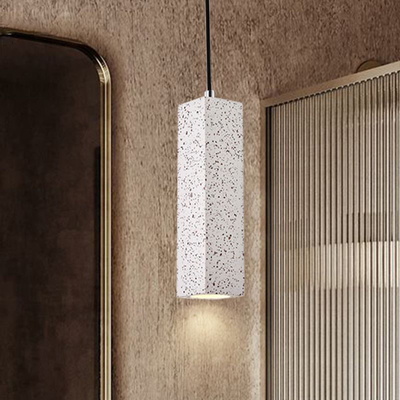 MODERN CUBUM CUBOID DROP PENDANT Light Nordic Marble 1 tête de lit de lit plafond LED en blanc