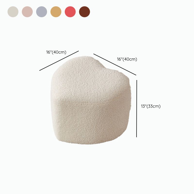 Contemporary Pouf Solid Color Sherpa Heart Shape Fade Resistant Pouf