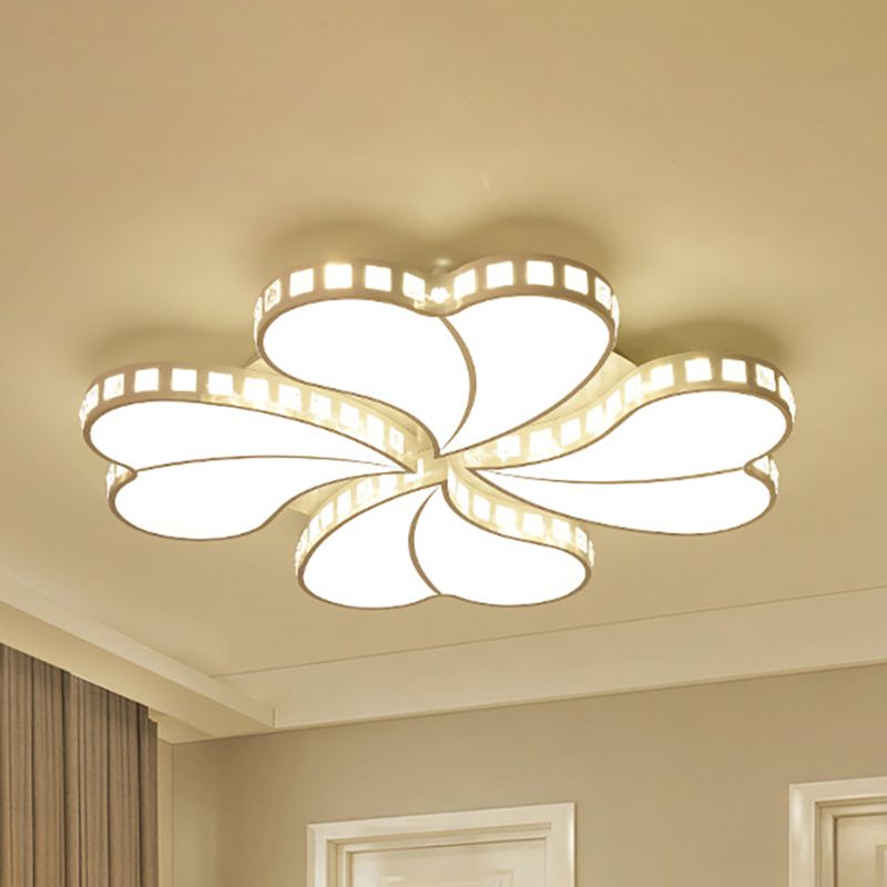 White Petal Flush Ceiling Light Contemporary Metal 20,5 "/24.5" /28 " Wide LED Ceiling Light for Living Room with Acrylic Shade