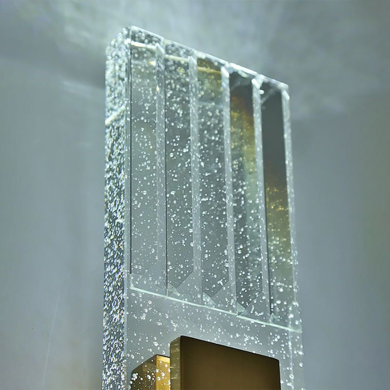 Bobble Crystal Rectangular LED SCONCE Postmodern Brass Wall Lighting per camera da letto