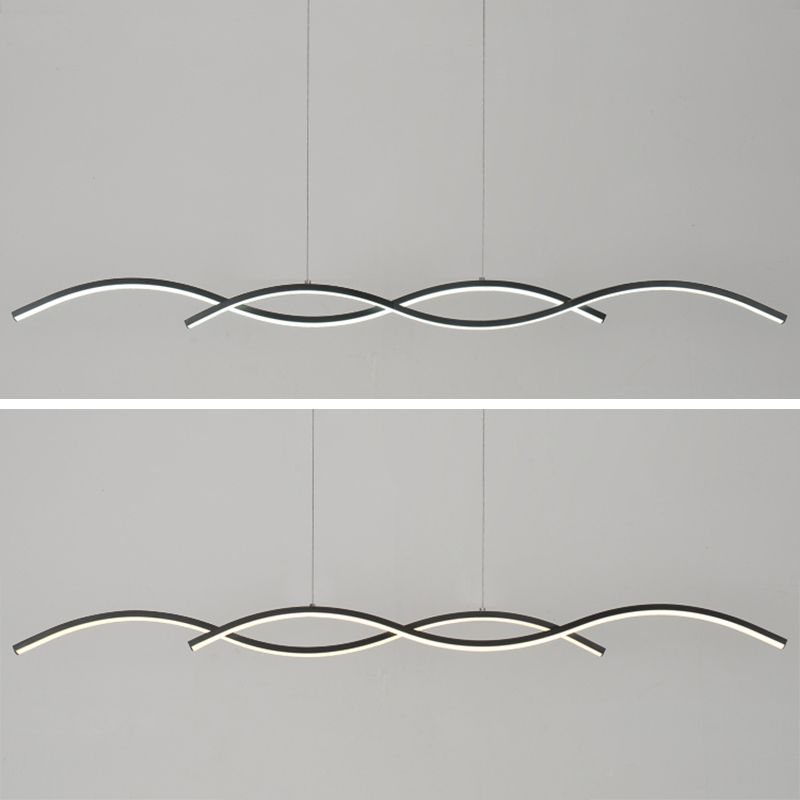 1 luminaire de plafond linéaire à LED de lumière Nouveau pendentif en aluminium noir moderne