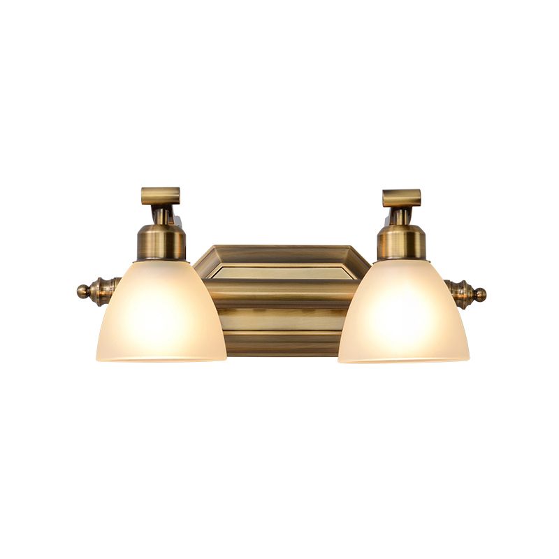 American LED Bath Vanity Lighting Brass Bathroom Lighting for Makeup in Frosted Glass Shade