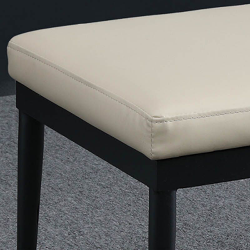 Contemporary Upholstered Bench Metal Home Seating Bench with Black Legs