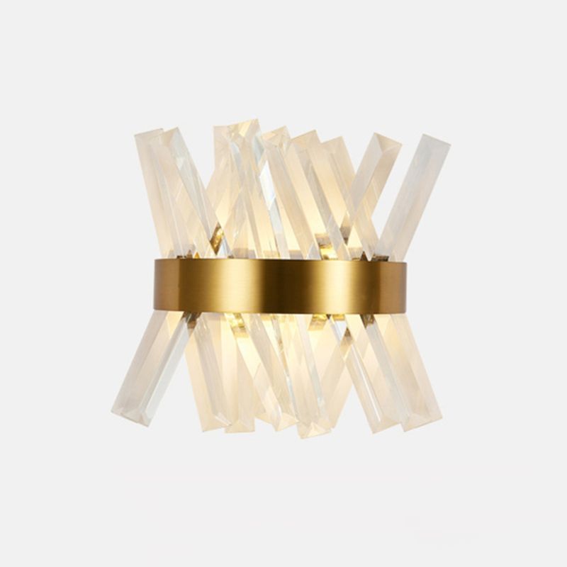 Crystal Unique Shape Wall Lights Modern Style 2 Lights Wall Light Sconce in Brass