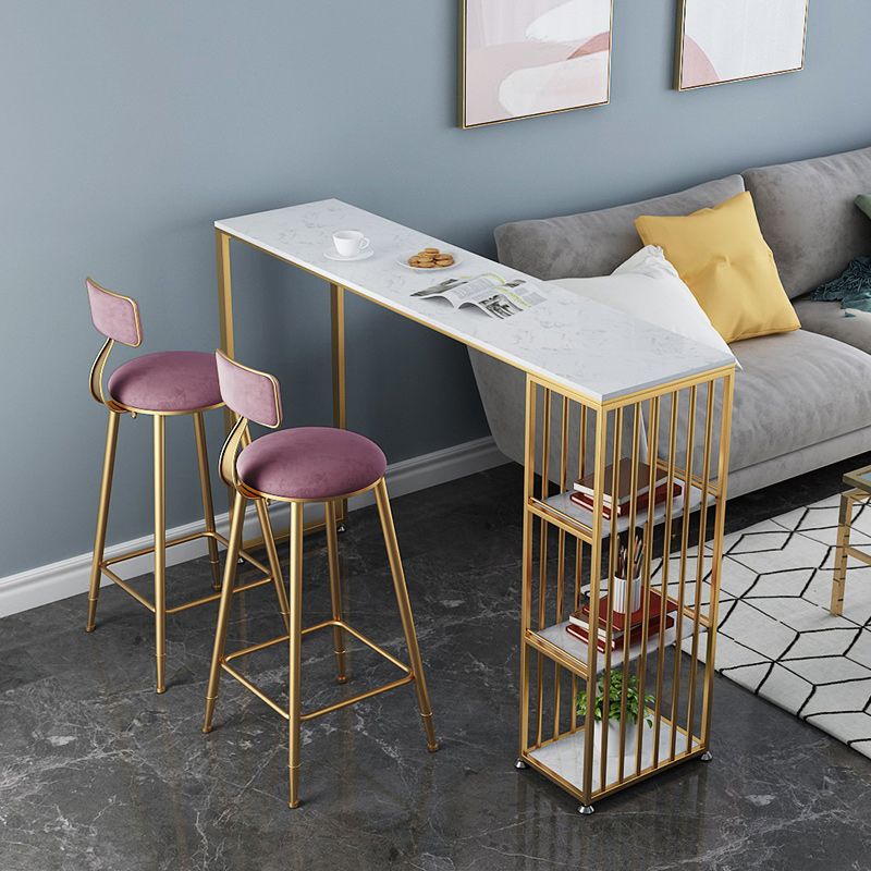 Artificial Marble Cocktail Bar Table 42-inch Height Gold Base Pub Table