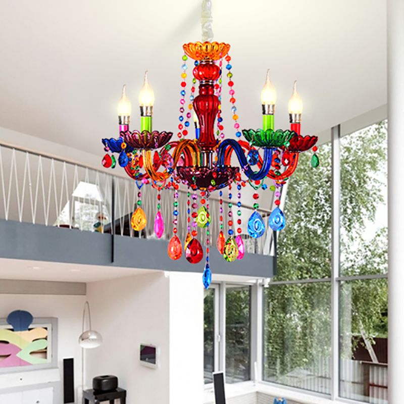 Nordic Multi Head Macron Chandelier Glass Pendant Lighting Fixtures for Bedroom
