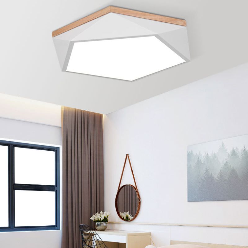 Geometric Macaron LED Ceiling Light in Modern Simplicity Iron Indoor Flush Mount with Acrylic Shade