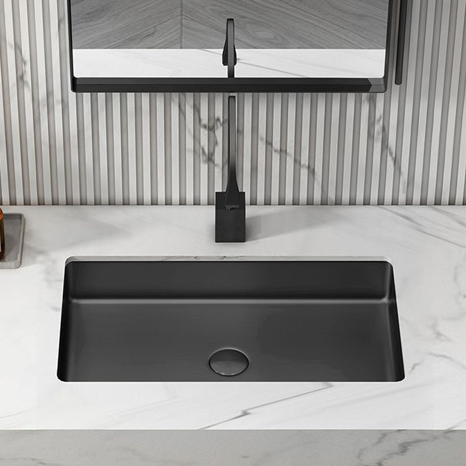 Modern Bathroom Sink Metal Rectangular Undermount Bathroom Sink with Pop-Up Drain