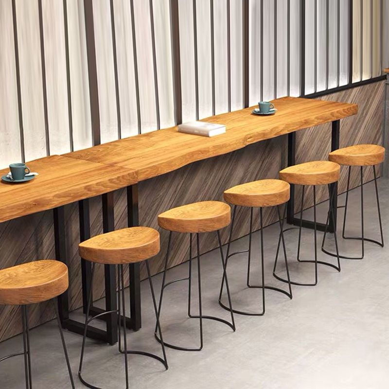 Industrial Rectangle Solid Wood Bar Table Set 1/5 Pieces Counter Table with Stools