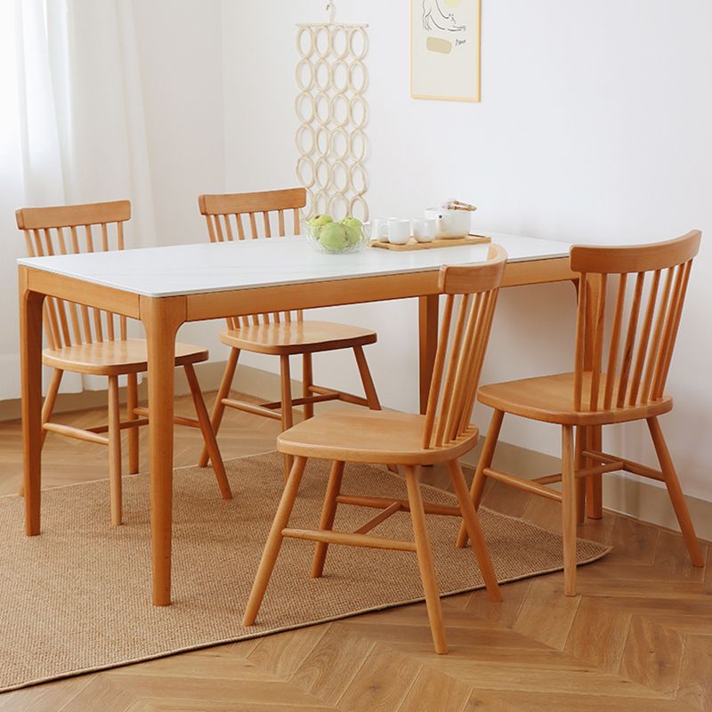 51'' Sintered Stone Rectangle Table Medieval Modern Table with Beech Wood 4 Legs